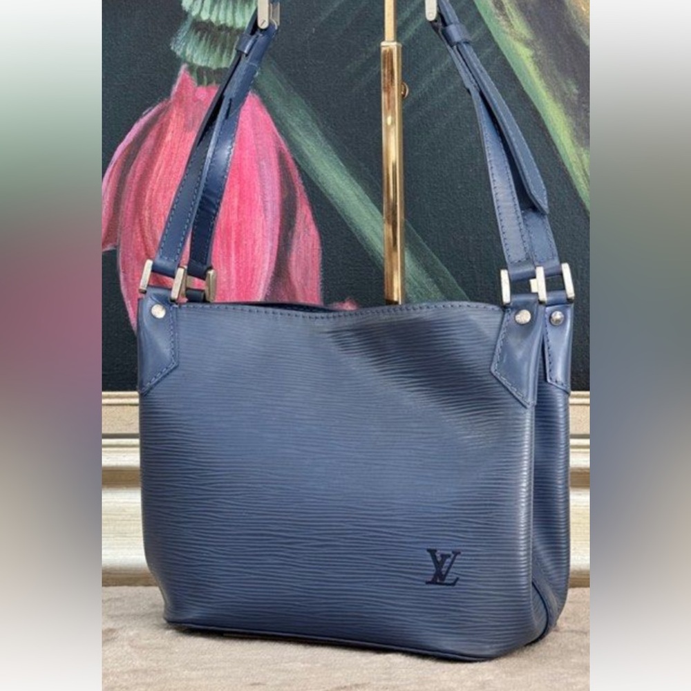 Huge LV Navy Leather Mandala Shoulder Bag